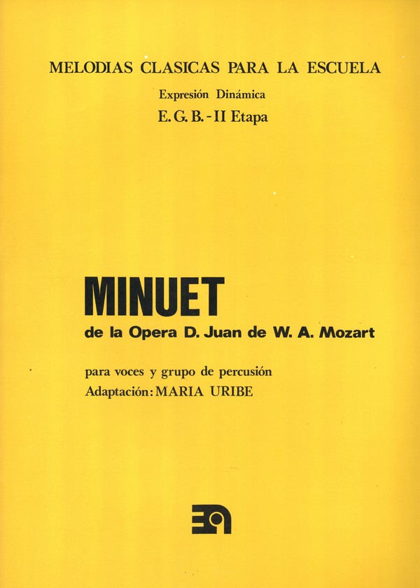 Minuet de la ópera D. Juan de W. A. Mozart
Para voces y grupo de percusión